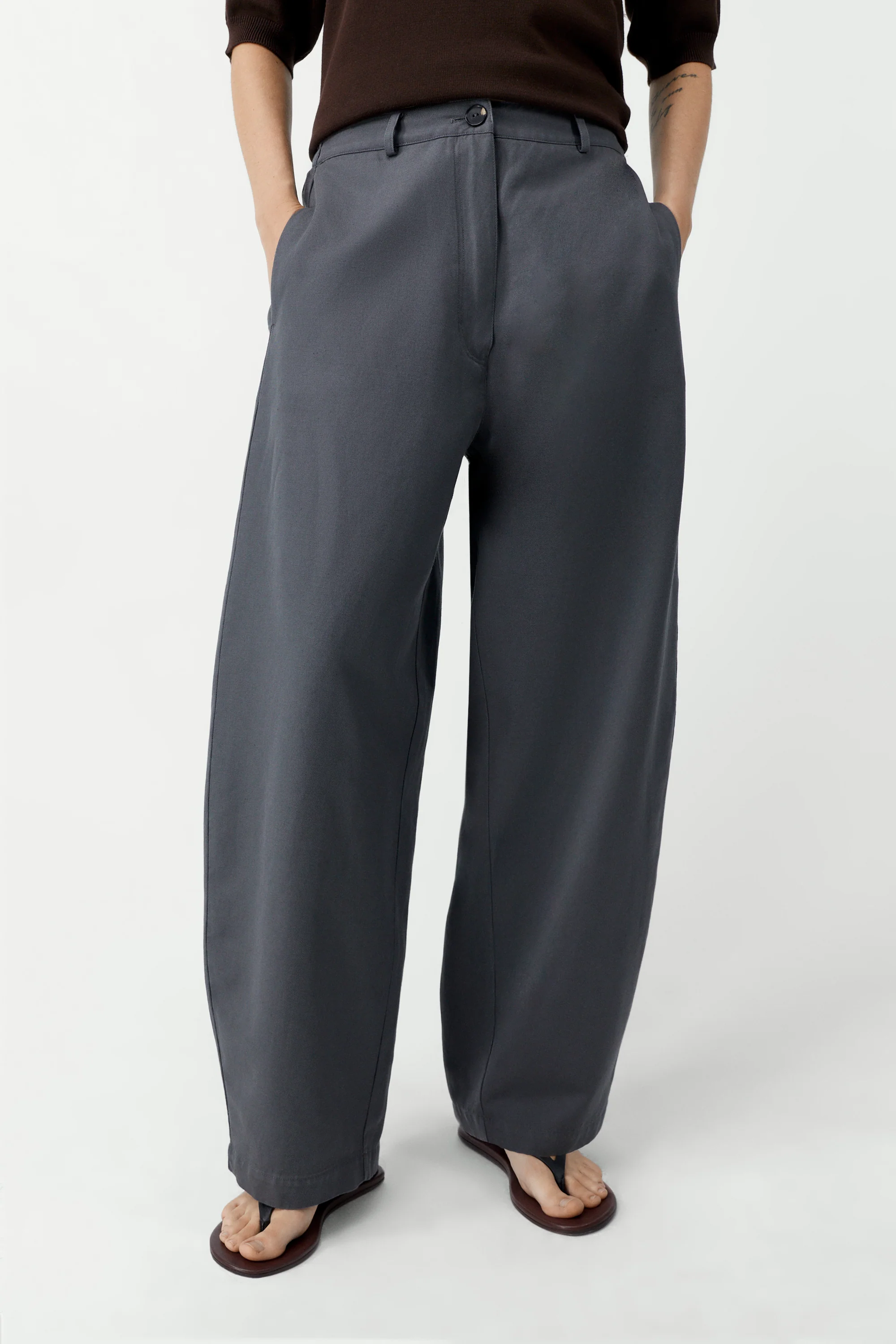 COTTON & LINEN CURVED PANTS - Image 2