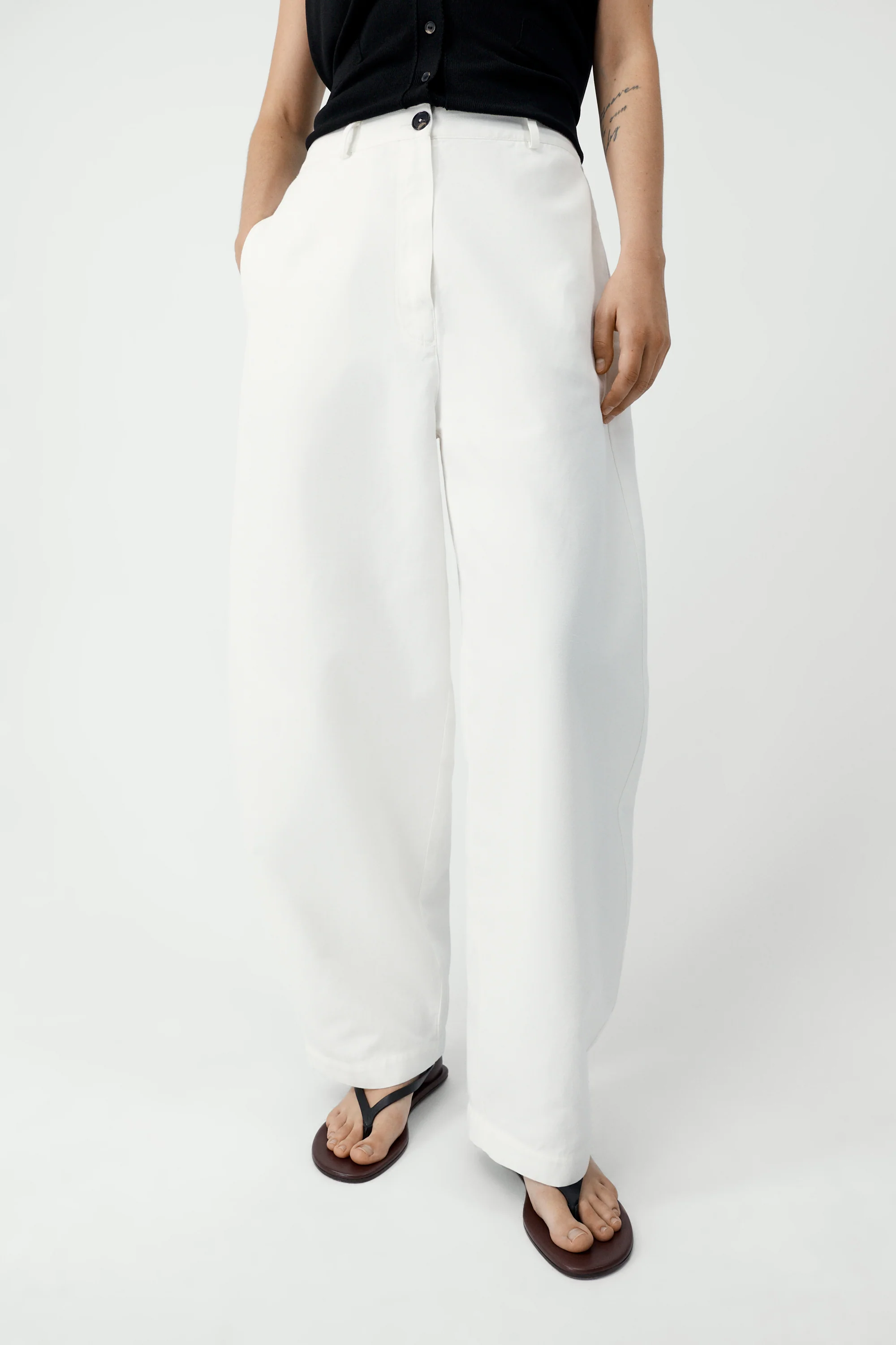 COTTON & LINEN CURVED PANTS - Image 2
