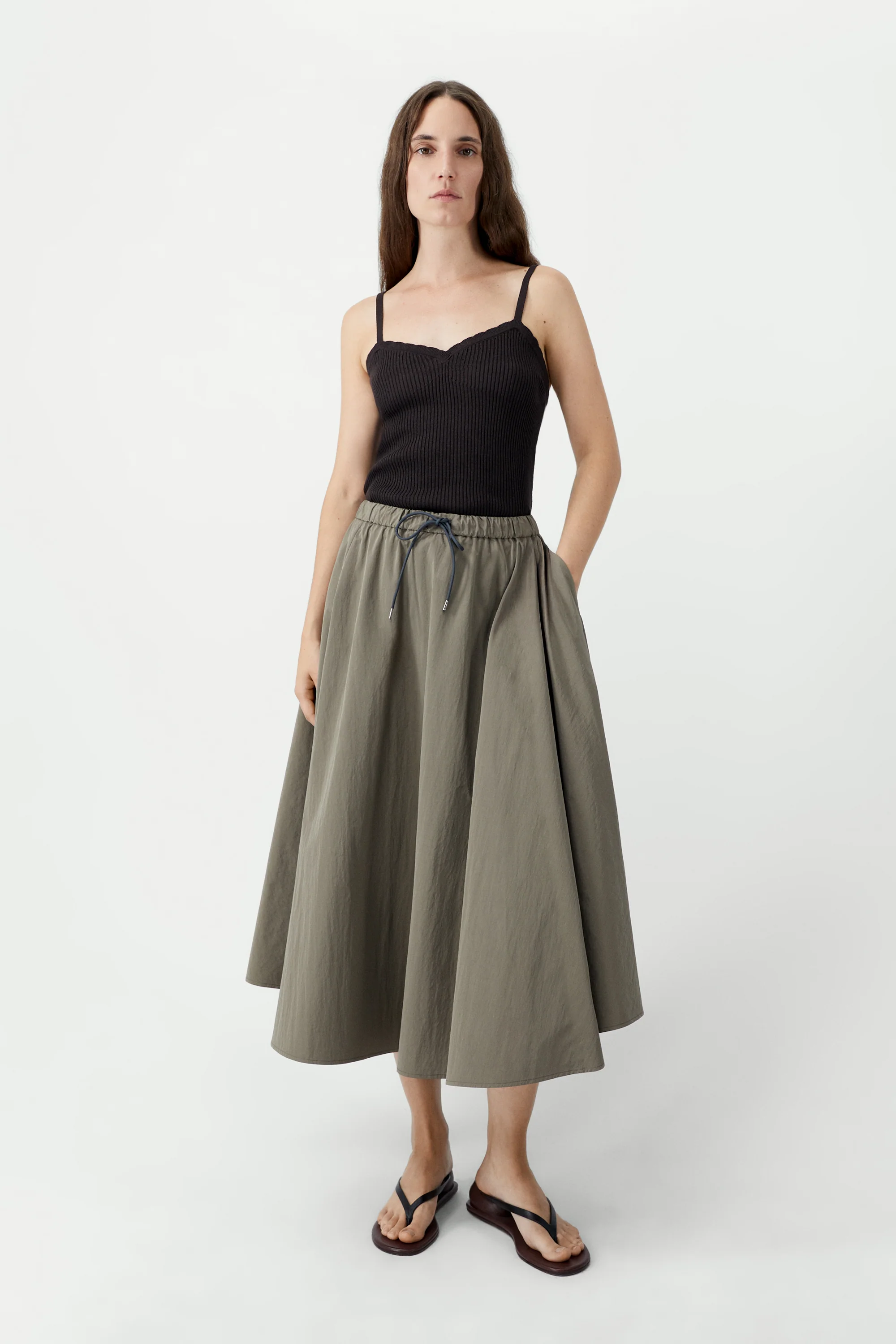 COTTON & SILK RIBBED TANK TOP