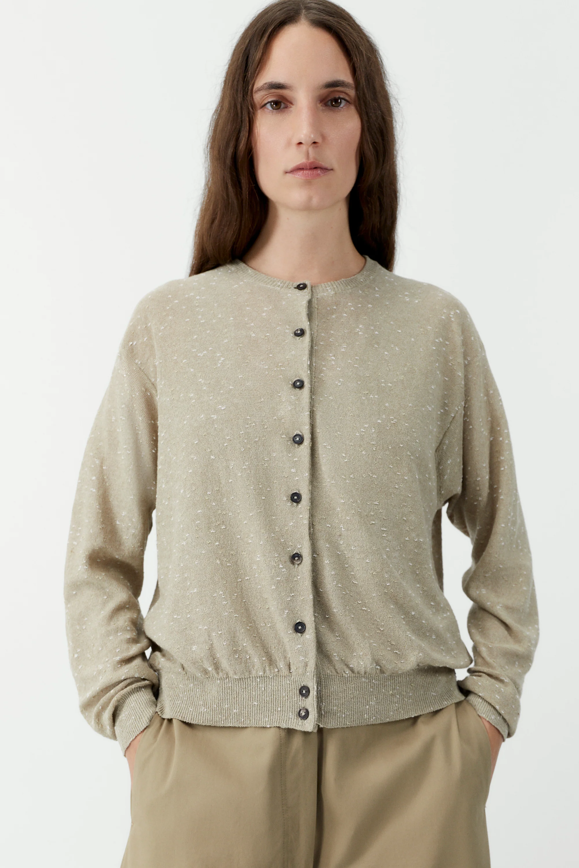 LINEN & COTTON FLECKED CARDIGAN - Image 2