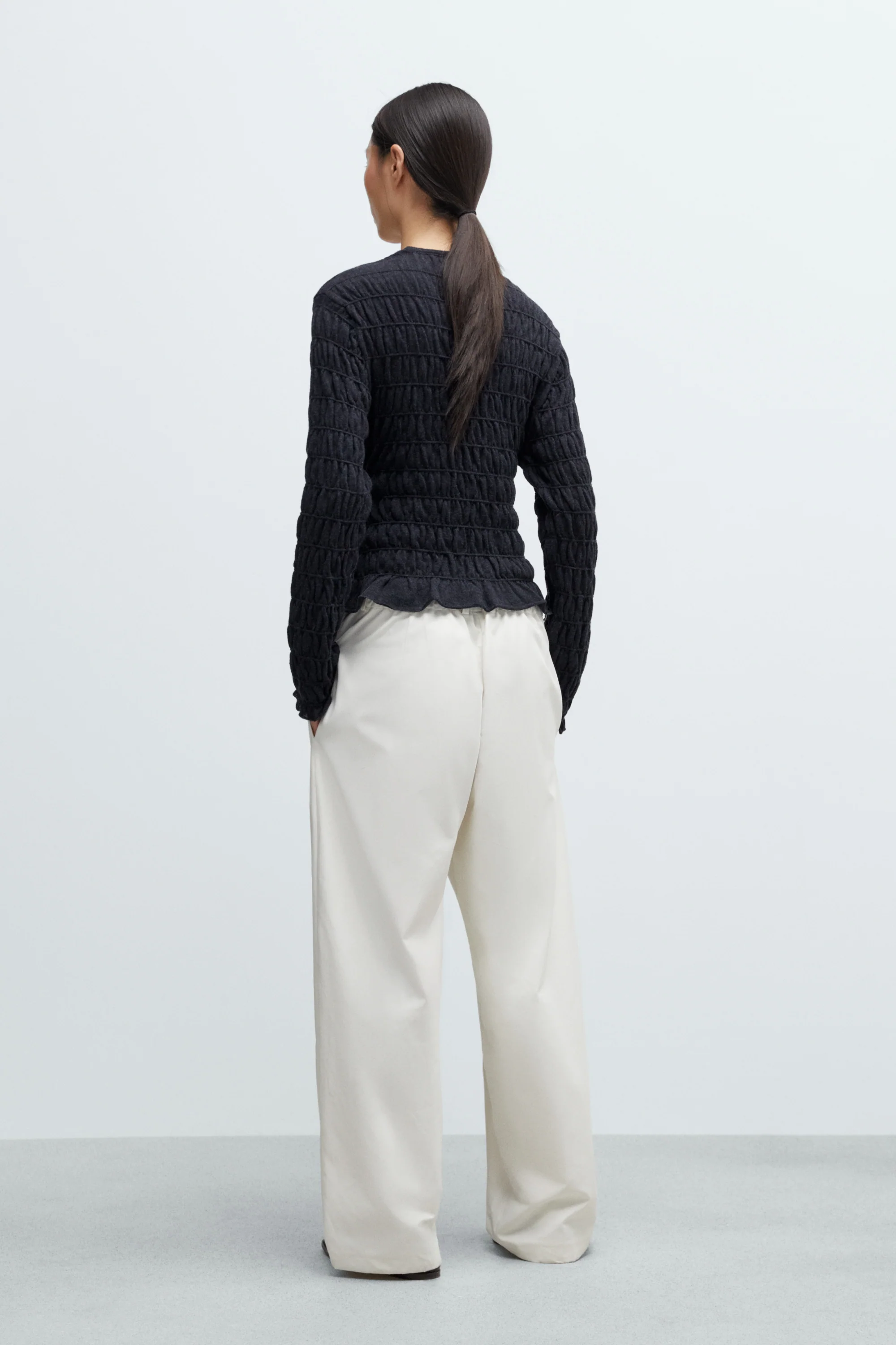 MERINO WOOL GATHERED CARDIGAN - Image 3