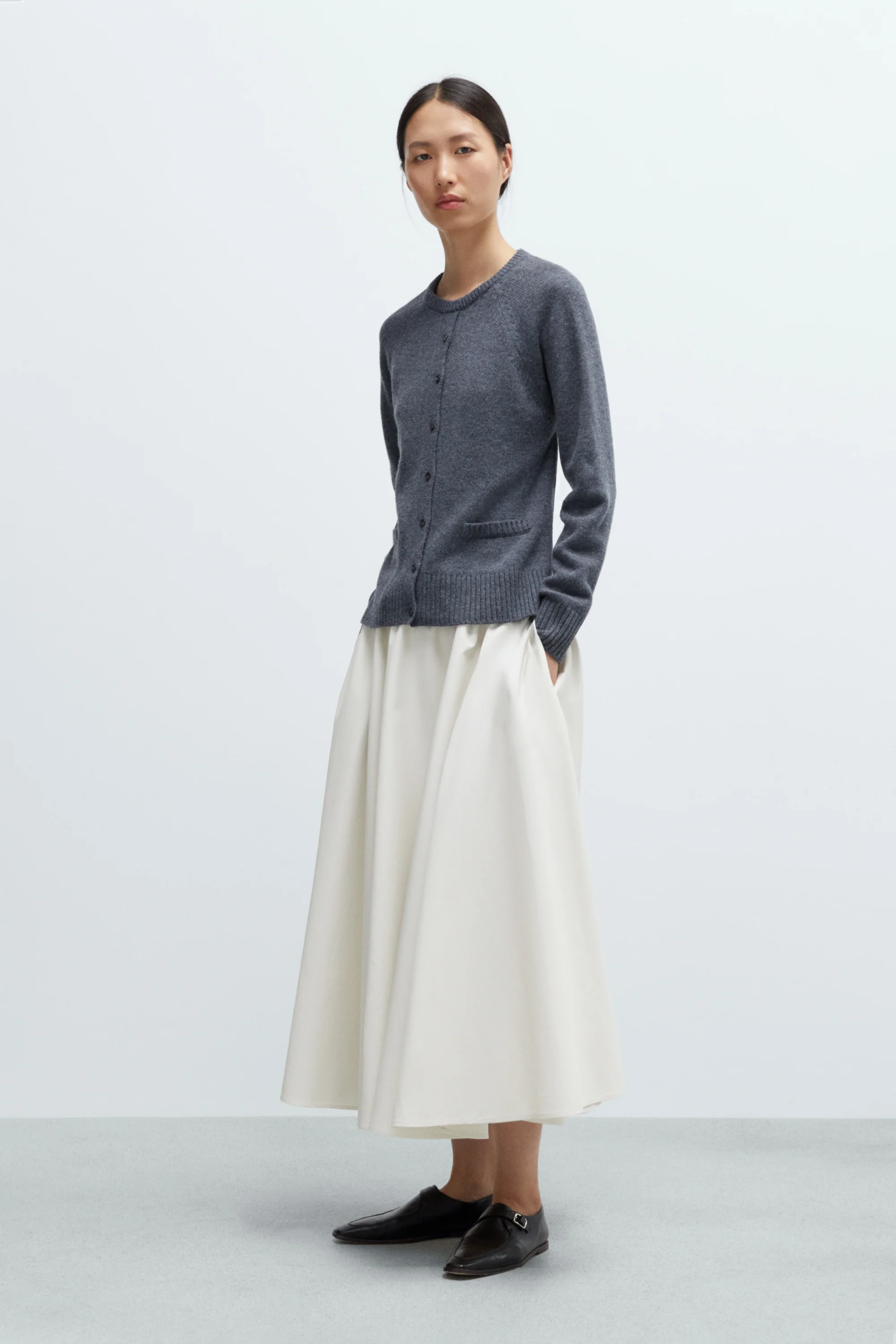 MERINO WOOL OPEN-BACK CARDIGAN