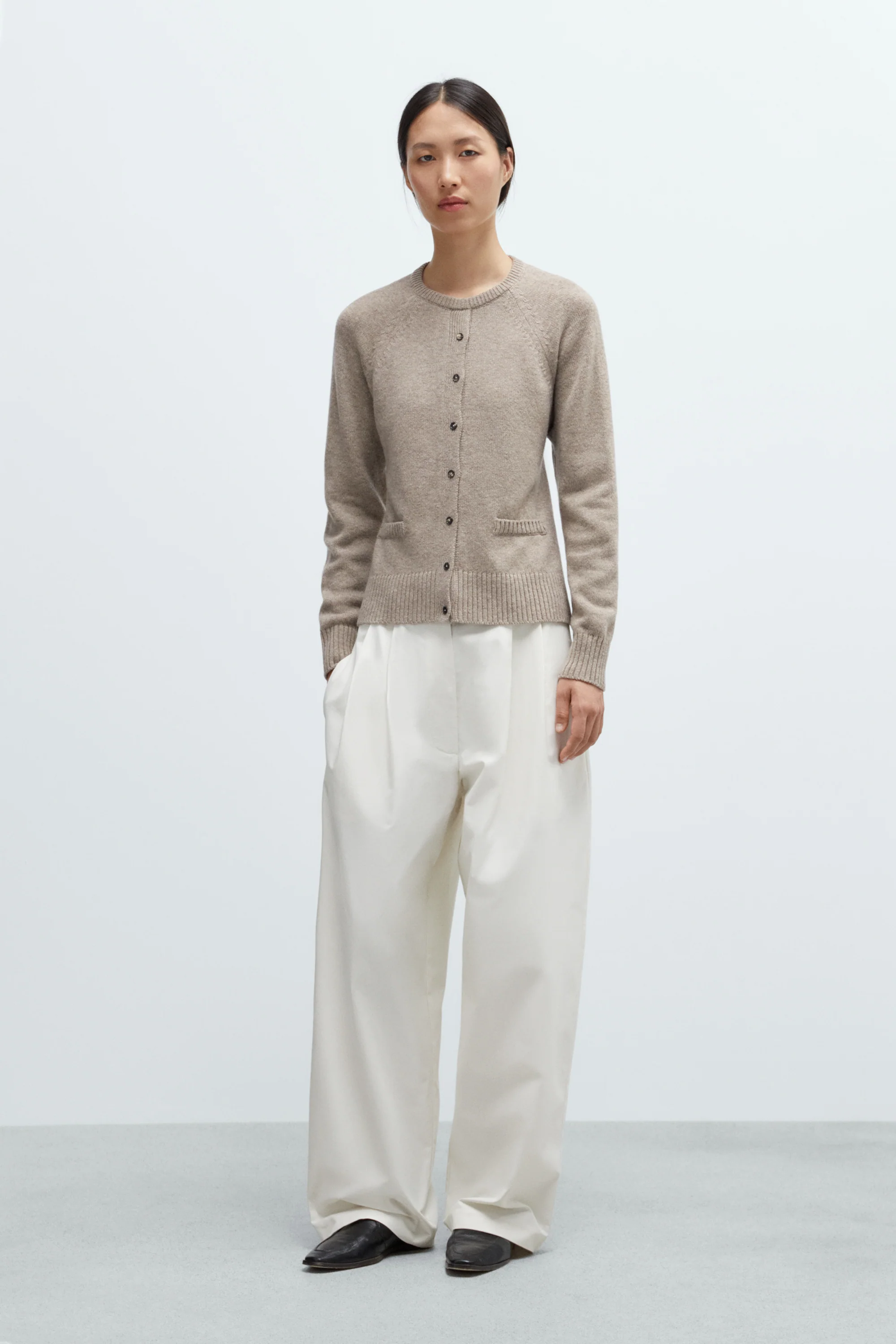 MERINO WOOL OPEN-BACK CARDIGAN