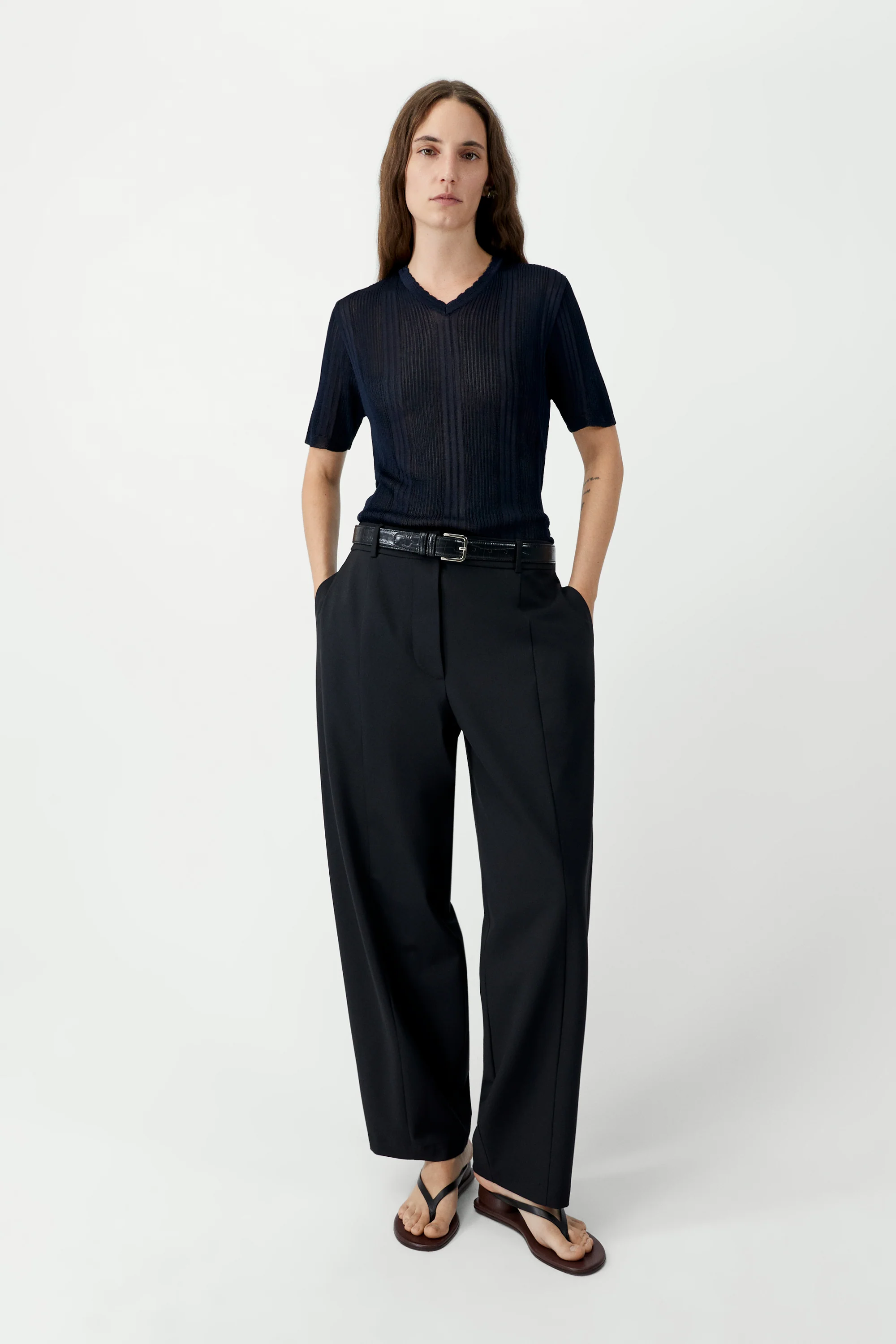 RIBBED KNIT T-SHIRT